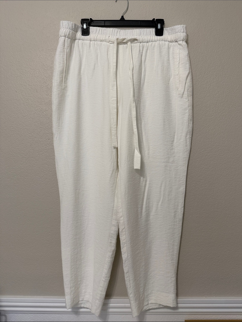 White Drawstring Casual Pants